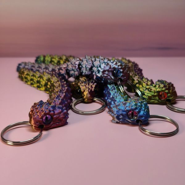 Брелок змія Bush Viper &mdash; рухомий 14 см 3D друк 0019 фото