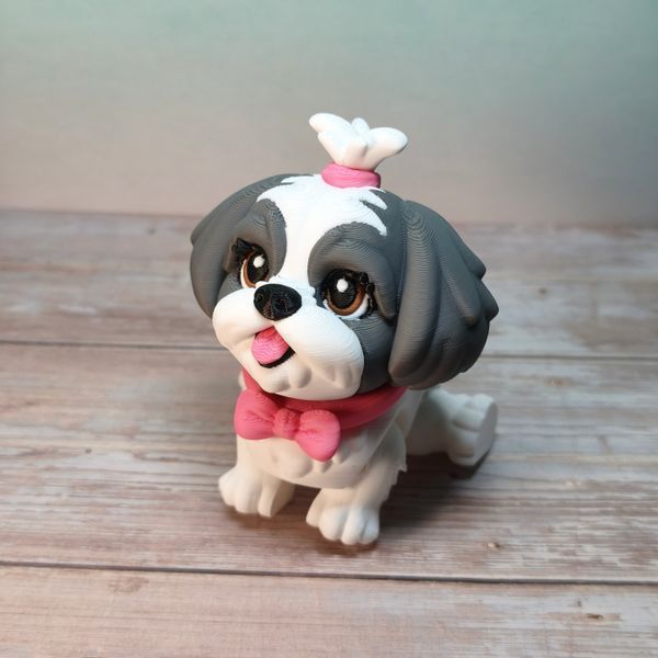 Іграшка рухома Shih Tzu (Ши-тцу) 8 см 3D друк 0223 фото