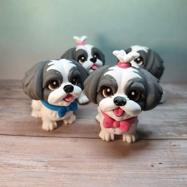 Іграшка рухома Shih Tzu (Ши-тцу) 8 см 3D друк 0223 фото