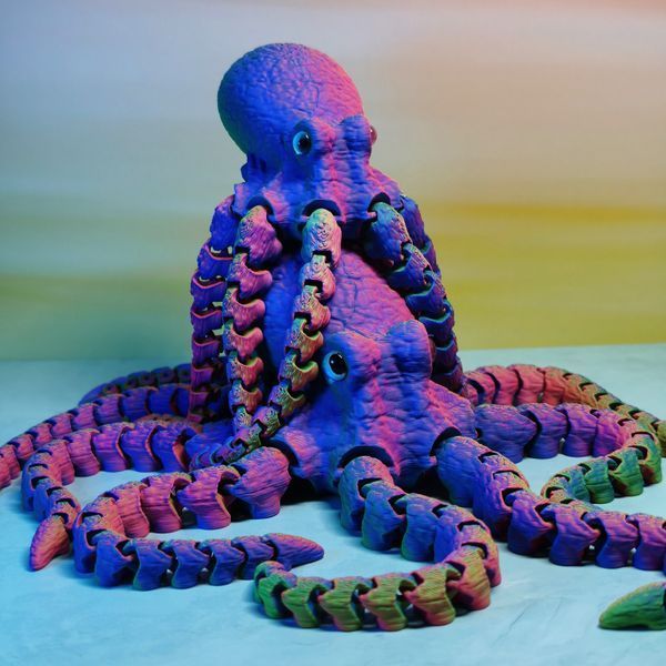 Іграшка Восьминіг рухомий триколор 3D друк 0027 фото