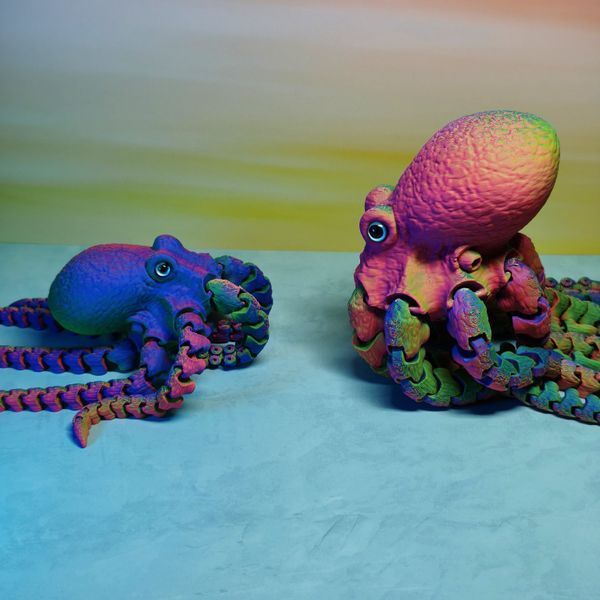Іграшка Восьминіг рухомий триколор 3D друк 0027 фото