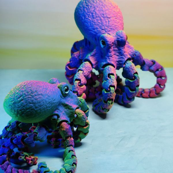 Іграшка Восьминіг рухомий триколор 3D друк 0027 фото
