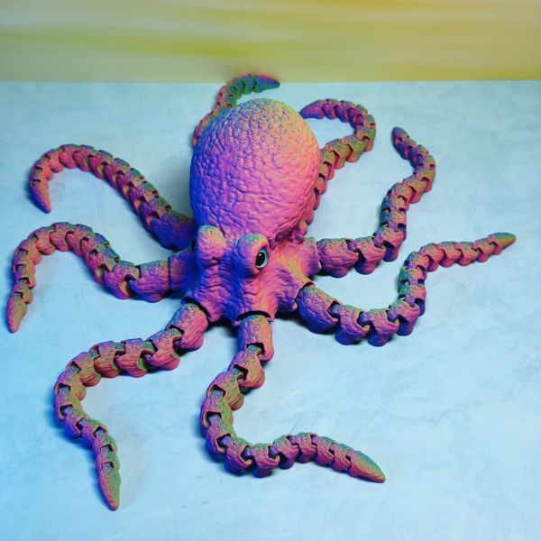 Іграшка Восьминіг рухомий триколор 3D друк 0027 фото