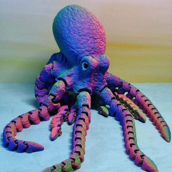 Іграшка Восьминіг рухомий триколор 3D друк 0027 фото